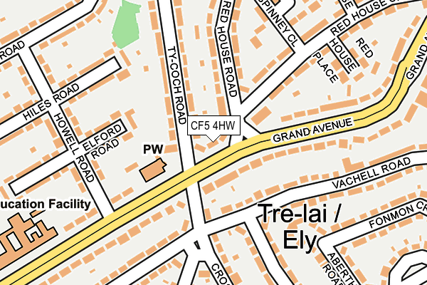 CF5 4HW map - OS OpenMap – Local (Ordnance Survey)