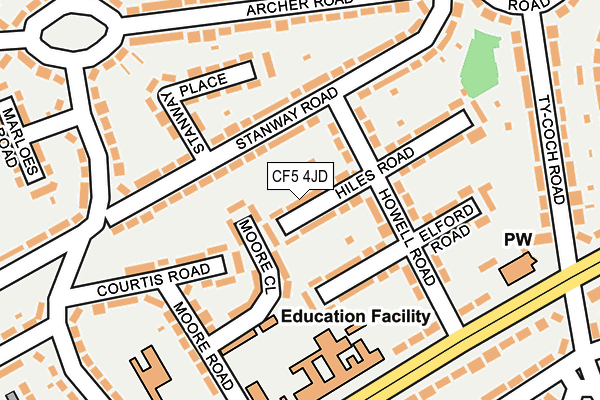 CF5 4JD map - OS OpenMap – Local (Ordnance Survey)