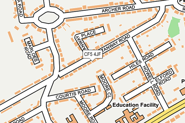 CF5 4JF map - OS OpenMap – Local (Ordnance Survey)