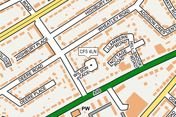 CF5 4LN map - OS OpenMap – Local (Ordnance Survey)