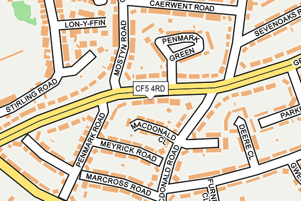 CF5 4RD map - OS OpenMap – Local (Ordnance Survey)