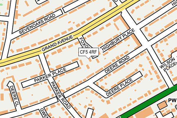 CF5 4RF map - OS OpenMap – Local (Ordnance Survey)