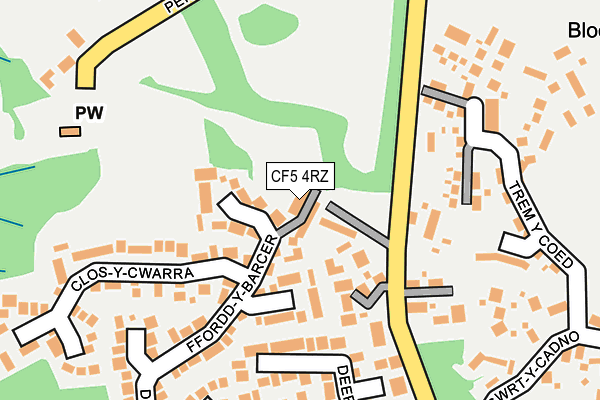 CF5 4RZ map - OS OpenMap – Local (Ordnance Survey)