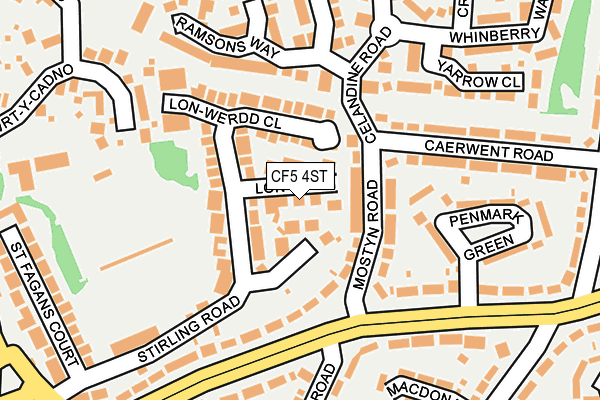 CF5 4ST map - OS OpenMap – Local (Ordnance Survey)