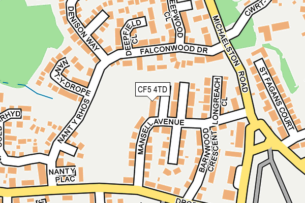 CF5 4TD map - OS OpenMap – Local (Ordnance Survey)