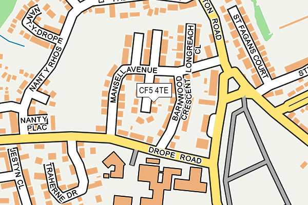 CF5 4TE map - OS OpenMap – Local (Ordnance Survey)