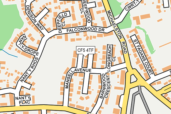 CF5 4TF map - OS OpenMap – Local (Ordnance Survey)