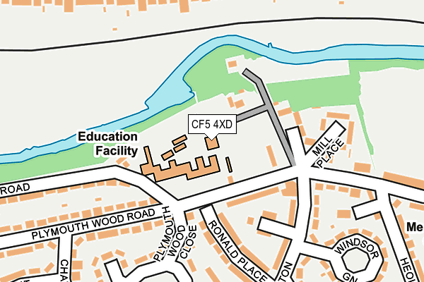 CF5 4XD map - OS OpenMap – Local (Ordnance Survey)