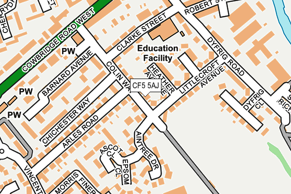 CF5 5AJ map - OS OpenMap – Local (Ordnance Survey)