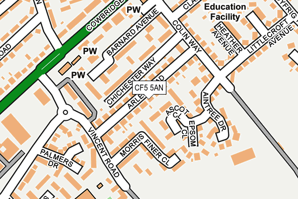 CF5 5AN map - OS OpenMap – Local (Ordnance Survey)