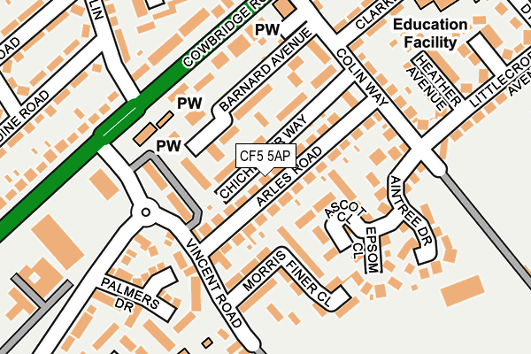 CF5 5AP map - OS OpenMap – Local (Ordnance Survey)