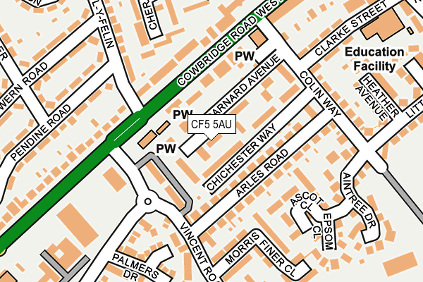 CF5 5AU map - OS OpenMap – Local (Ordnance Survey)