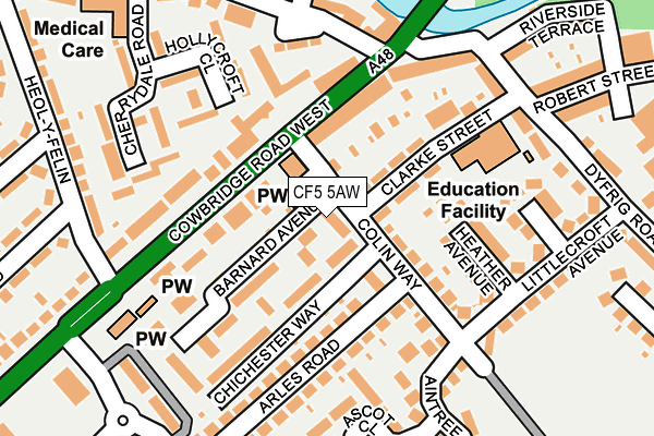 CF5 5AW map - OS OpenMap – Local (Ordnance Survey)