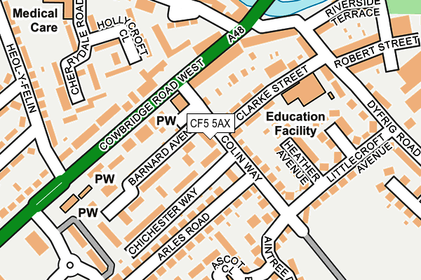 CF5 5AX map - OS OpenMap – Local (Ordnance Survey)