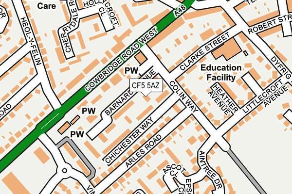 CF5 5AZ map - OS OpenMap – Local (Ordnance Survey)