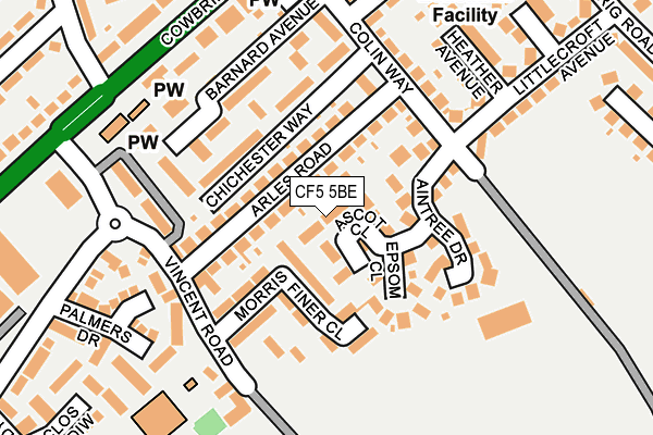 CF5 5BE map - OS OpenMap – Local (Ordnance Survey)