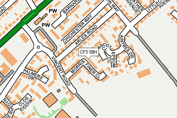 CF5 5BH map - OS OpenMap – Local (Ordnance Survey)