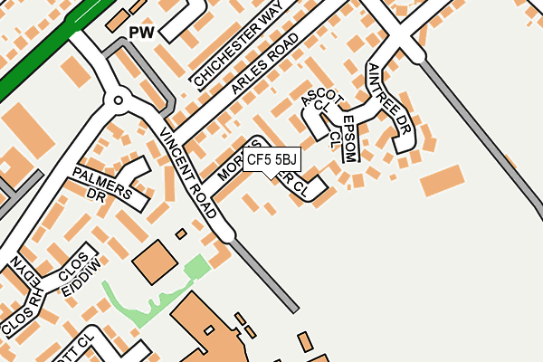 CF5 5BJ map - OS OpenMap – Local (Ordnance Survey)