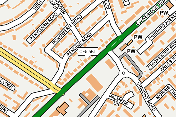 CF5 5BT map - OS OpenMap – Local (Ordnance Survey)