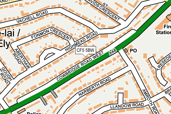 CF5 5BW map - OS OpenMap – Local (Ordnance Survey)