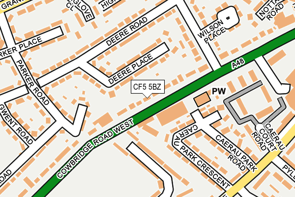 CF5 5BZ map - OS OpenMap – Local (Ordnance Survey)