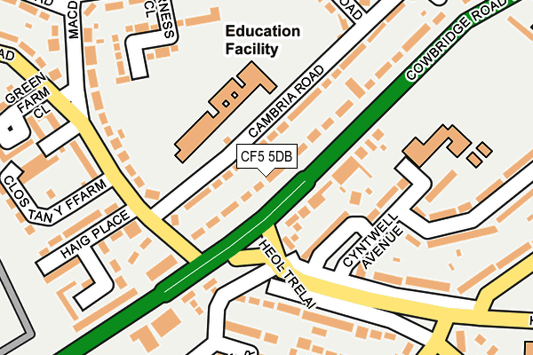 CF5 5DB map - OS OpenMap – Local (Ordnance Survey)