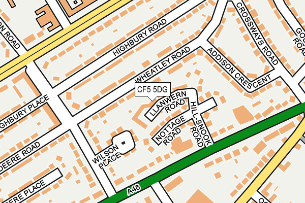 CF5 5DG map - OS OpenMap – Local (Ordnance Survey)