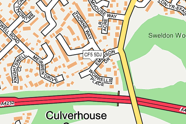 CF5 5DJ map - OS OpenMap – Local (Ordnance Survey)