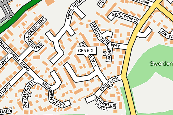 CF5 5DL map - OS OpenMap – Local (Ordnance Survey)