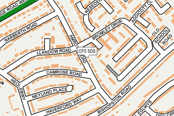 CF5 5DS map - OS OpenMap – Local (Ordnance Survey)