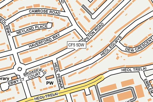 CF5 5DW map - OS OpenMap – Local (Ordnance Survey)