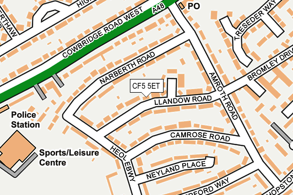 CF5 5ET map - OS OpenMap – Local (Ordnance Survey)