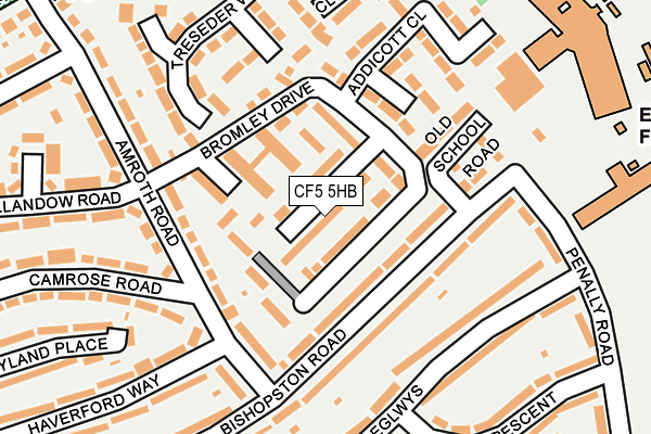 CF5 5HB map - OS OpenMap – Local (Ordnance Survey)