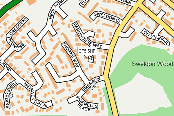 CF5 5HF map - OS OpenMap – Local (Ordnance Survey)