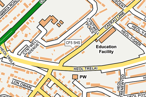 CF5 5HS map - OS OpenMap – Local (Ordnance Survey)