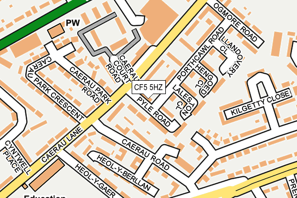 CF5 5HZ map - OS OpenMap – Local (Ordnance Survey)