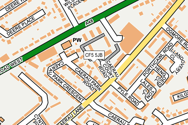 CF5 5JB map - OS OpenMap – Local (Ordnance Survey)