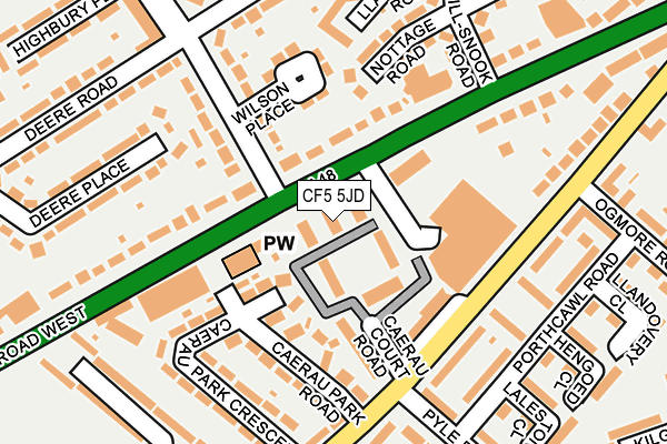 CF5 5JD map - OS OpenMap – Local (Ordnance Survey)