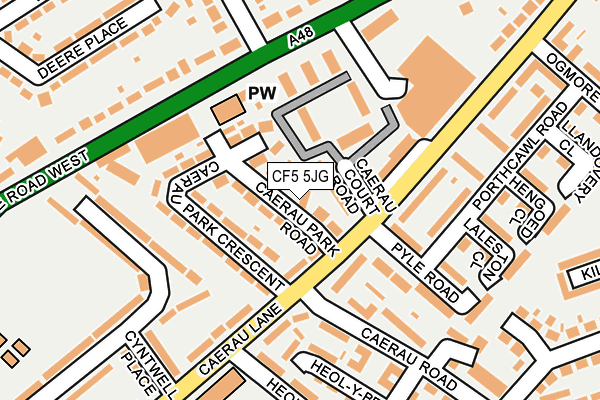 CF5 5JG map - OS OpenMap – Local (Ordnance Survey)