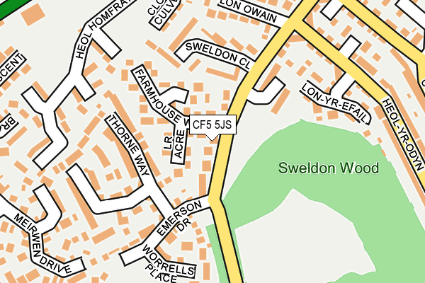 CF5 5JS map - OS OpenMap – Local (Ordnance Survey)