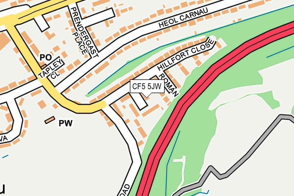 CF5 5JW map - OS OpenMap – Local (Ordnance Survey)