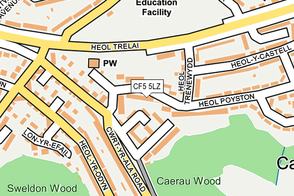 CF5 5LZ map - OS OpenMap – Local (Ordnance Survey)