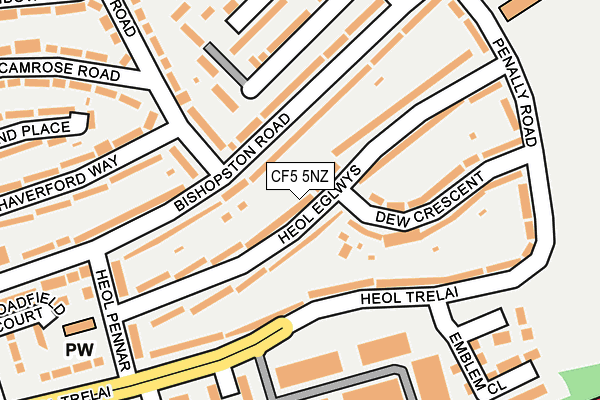 CF5 5NZ map - OS OpenMap – Local (Ordnance Survey)