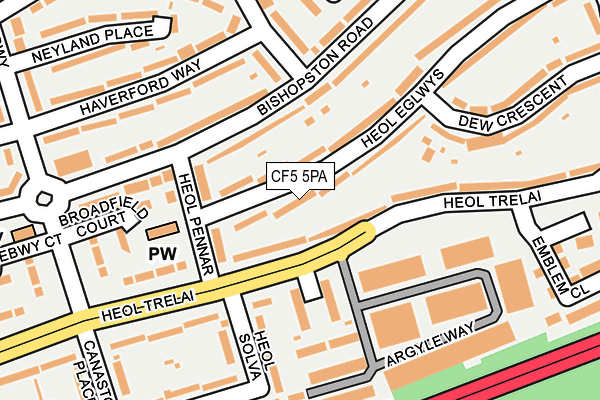 CF5 5PA map - OS OpenMap – Local (Ordnance Survey)