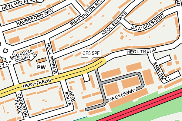 CF5 5PF map - OS OpenMap – Local (Ordnance Survey)