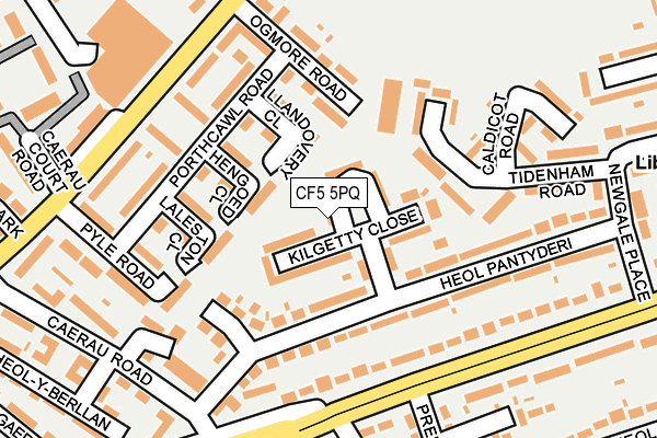 CF5 5PQ map - OS OpenMap – Local (Ordnance Survey)