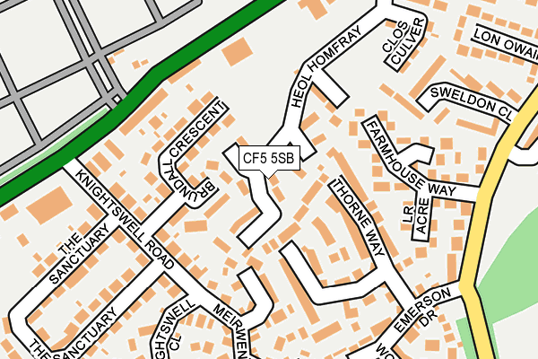 CF5 5SB map - OS OpenMap – Local (Ordnance Survey)