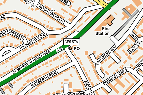 CF5 5TA map - OS OpenMap – Local (Ordnance Survey)