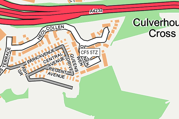 CF5 5TZ map - OS OpenMap – Local (Ordnance Survey)