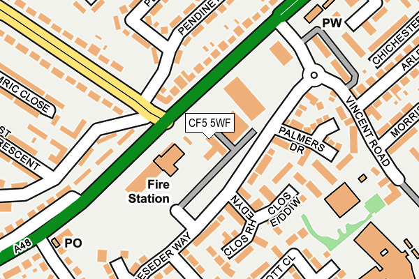 CF5 5WF map - OS OpenMap – Local (Ordnance Survey)